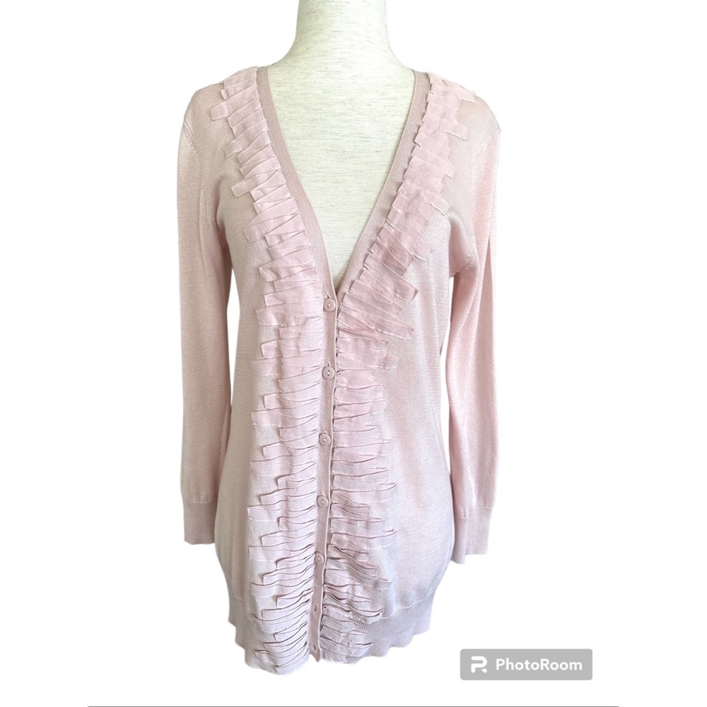 Cable and Gauge Pastel Pink V-Neck Cardigan, NWOT, M